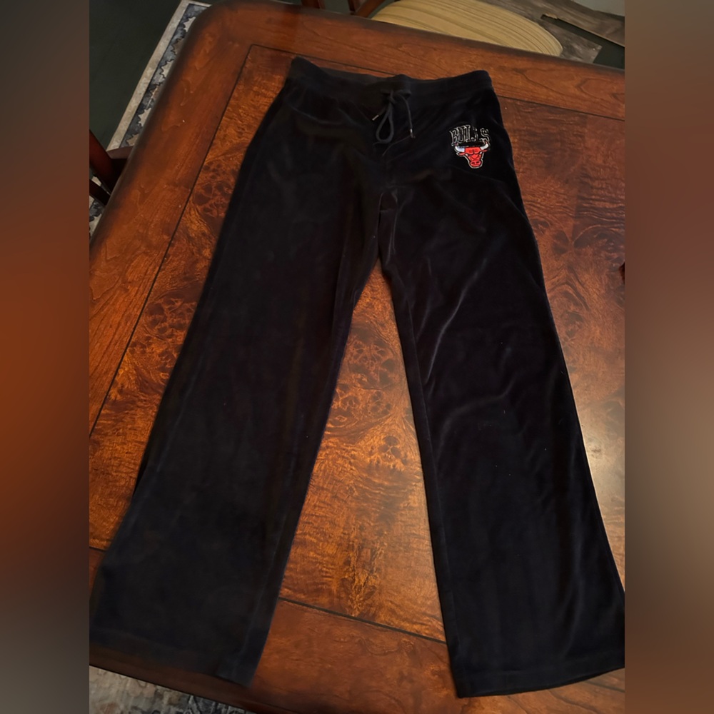 Chicago Bulls Velour Outfit Set M Black Zip Hoodie Sweatsuit Pants Hoodie NBA - Picture 10 of 13
